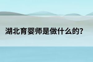 湖北育婴师是做什么的？