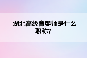 湖北高级育婴师是什么职称？